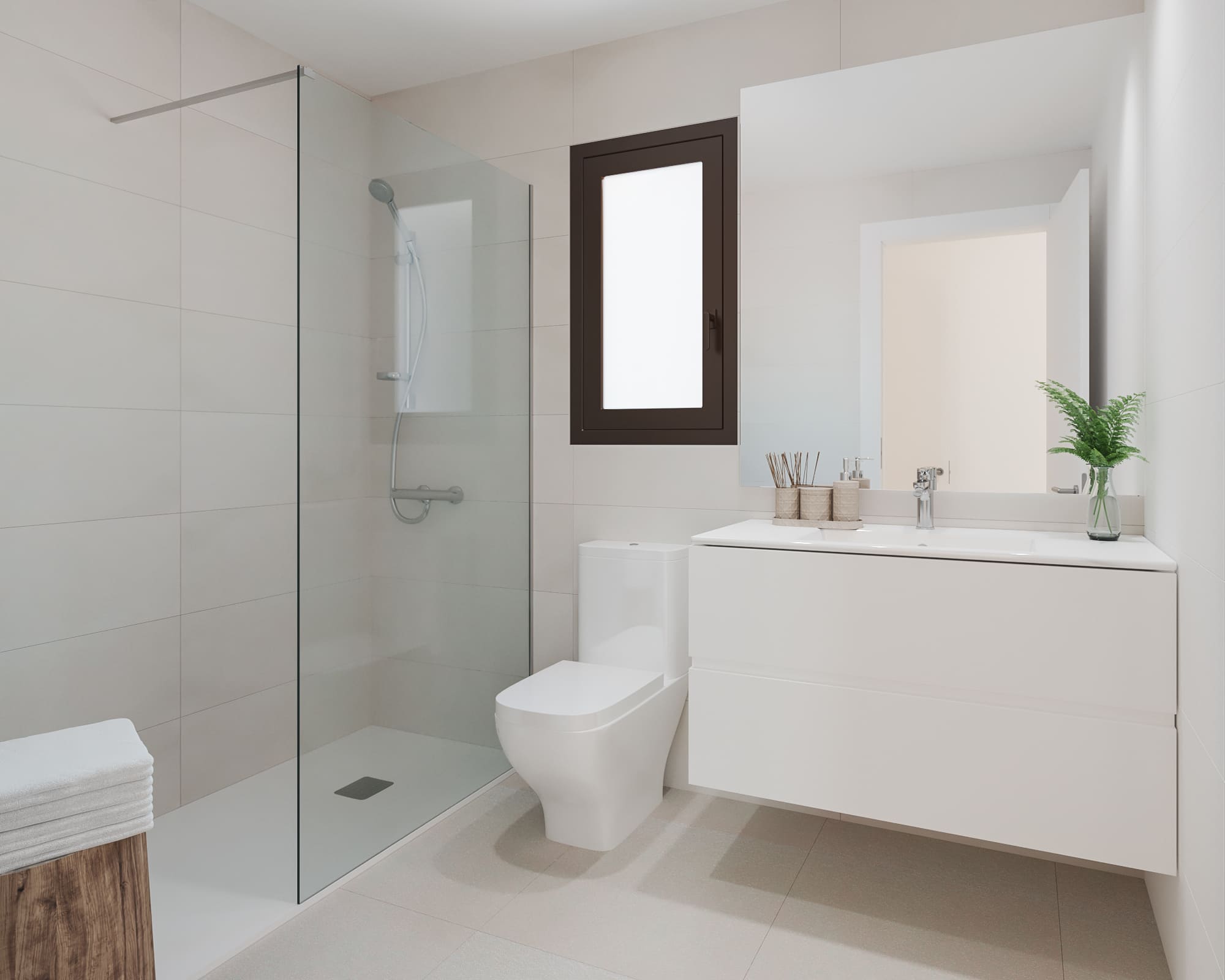 baño principal con ducha de obra