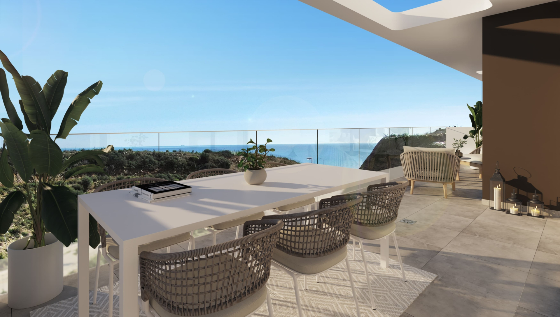 terraza con vistas al mar